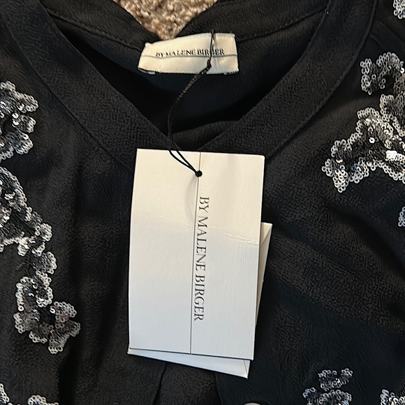 By Malene Birger NWT Black Sequins Long Sleeve Shirt Top **Sz 40/US Sz 10**🌺🌺 - Picture 4 of 6